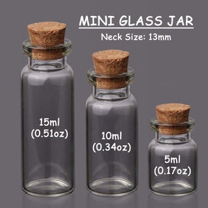 Empty Small Glass Bottle Mini Transparent Jars With Corks Stopper Lids Reusable Container For DIY Decor Bottle Art 5/10/15ml 30/50/62mm Tall image 1