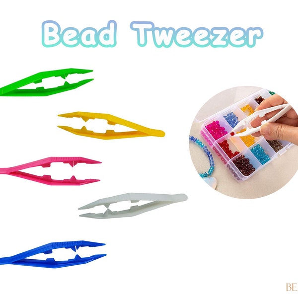 Bead Tweezers Plastic Forceps Craft Tweezer Assorted Colors For DIY Craft Jewelry Making Family School Beading Project 11cm 4.3Inches