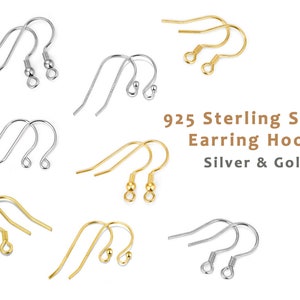 925 Sterling Silver Earring Hooks Gold Hook Earring Findings Kits Fish Hook Earrings For Earrings Jewelry Making DIY Earrings Supplies