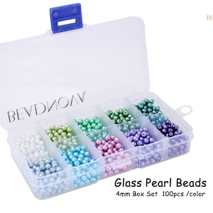 4mm 1000 pezzi minuscole perle di vetro perle rotonde satinato lustro perle d'imitazione lucide colori assortiti per orecchini creazione di gioielli Set2