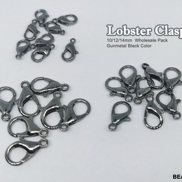 Gunmetal Black Lobster Claw Clasps Wholesale Lobster Clasp For DIY Jewelry Bracelet Necklace Making Keychain Ring Bulk 10mm 12mm 14mm