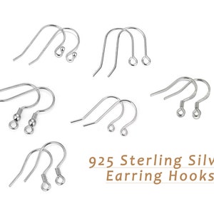 925 Sterling Silver Earring Hooks 6 Pairs 22 Gauge Wire Earring Findings Kits Fish Hook Ear Wire For Jewelry Making DIY Earrings Supplies