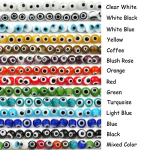 Round Evil Eye Beads 4/6/8/10mm Murano Round Glass Beads Prayer Beads Spacers Health Healing for Bracelet Necklace Jewelry Earring Making