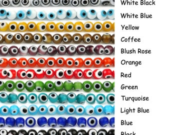 Round Evil Eye Beads 4/6/8/10mm Murano Round Glass Beads Prayer Beads Spacers Health Healing for Bracelet Necklace Jewelry Earring Making