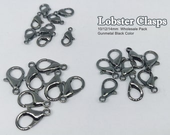 Gunmetal Schwarz Karabinerhaken Großhandel Karabinerverschluss für DIY Schmuck Armband Halskette, die Keychain Ring Masse 10mm 12mm 14mm