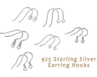 925 Sterling Silver Earring Hooks 6 Pairs 22 Gauge Wire Earring Findings Kits Fish Hook Ear Wire For Jewelry Making DIY Earrings Supplies