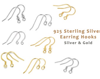 925 Sterling Silver Earring Hooks Gold Hook Earring Findings Kits Fish Hook Earrings For Earrings Jewelry Making DIY Earrings Supplies