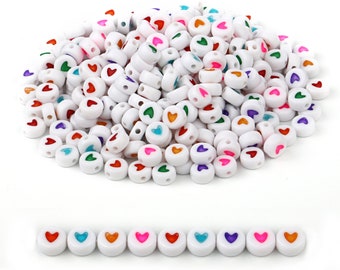 Gemischte Farben Herz Perlen Acryl Kunststoff Assorted Multicolor Herz Weiß Perle Flache Runde Symbol Perlen Für Armband Halskette Herstellung 100 Stück