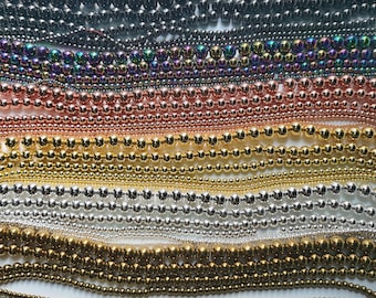 2-12mm Natural Hematite Beads Silver Gold Plated Colorful Gemstone Smooth Round Loose Beads For Bracelet Jewelry Making 2/3/4/6/8/10/12mm