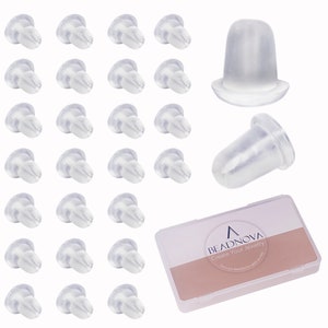 May include: A set of 30 clear silicone earring backs in a plastic storage case. The case has the text "Beadnova Create Your Jewelry" on the front.