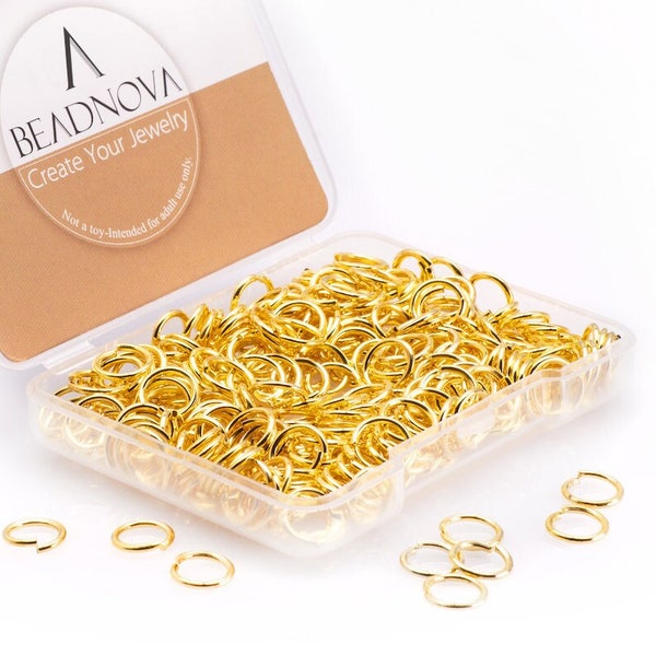 Anillos de salto de oro de alta calidad Chapado en oro Tono dorado 18K Color dorado Hallazgos de anillos abiertos 3 mm 4 mm 5 mm 6 mm 7 mm 8 mm 10 mm BEADNOVA