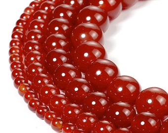 Red Agate Beads AAA Grade Round Loose Beads for Jewelry Making Semi Precious Stone Beads Strand 4mm / 6mm / 8mm / 10mm / 12mm