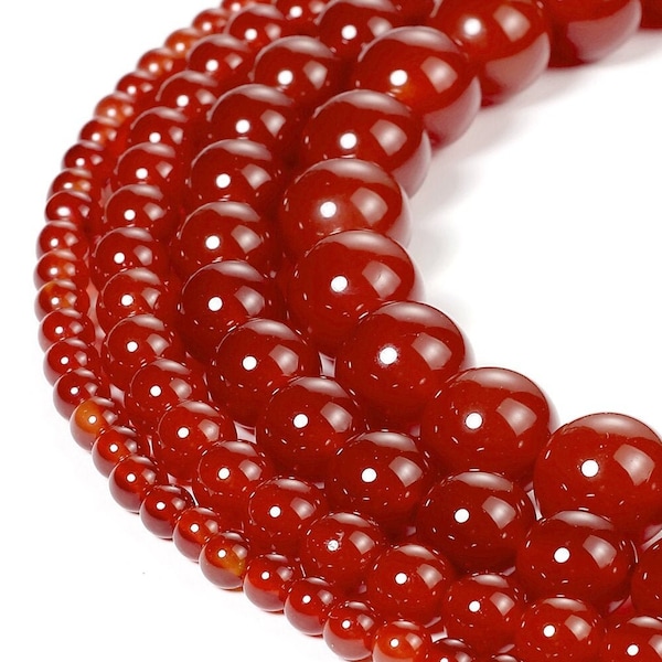 Red Agate Beads AAA Grade Round Loose Beads for Jewelry Making Semi Precious Stone Beads Strand 4mm / 6mm / 8mm / 10mm / 12mm