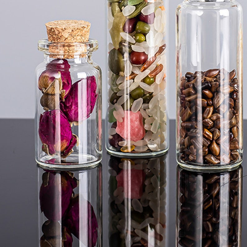 Empty Small Glass Bottle Mini Transparent Jars With Corks Stopper Lids Reusable Container For DIY Decor Bottle Art 5/10/15ml 30/50/62mm Tall image 9