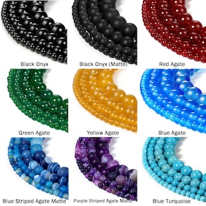 Natural Gemstone Beads Round Smooth Matte Loose Beads Stone Agate Crystal Quartz Jewelry Making Sample Order 4mm 6mm 8mm 10mm 12mm Beadnova image 3