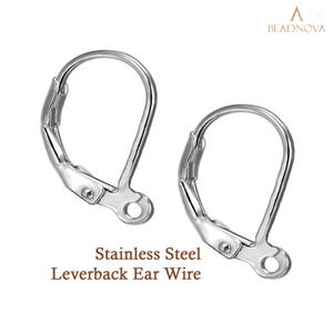 100pcs Stainless Steel Leverback Ear Wires Earring Hooks French Earwire Lever Back for DIY Jewelry Making Crafting