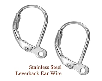 100pcs 316 Stainless Steel Leverback Ear Wires Earring Hooks French Earwire Lever Back for DIY Jewelry Making Crafting