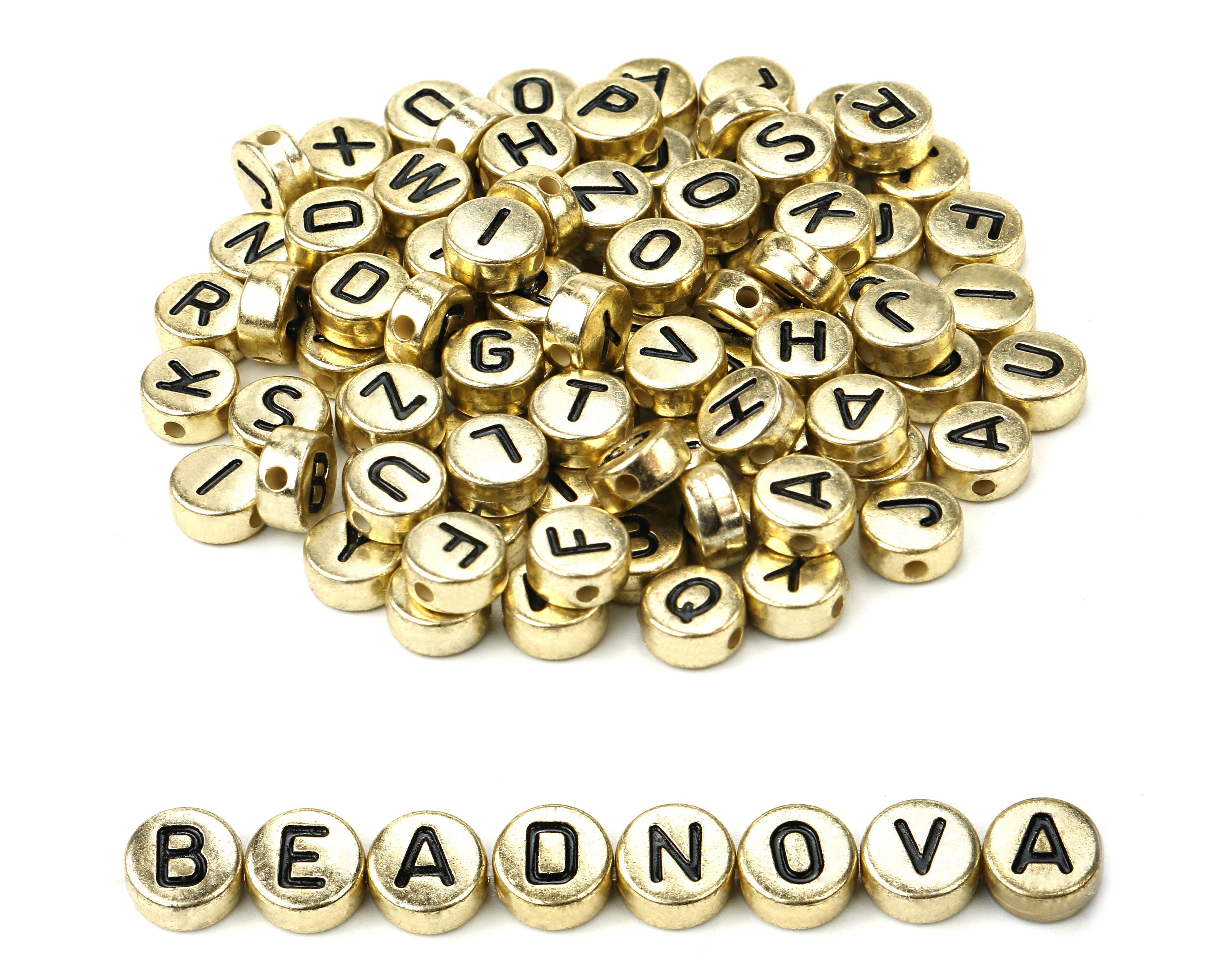 Perles lettre acrylique-Plat Rond-Couleur Mixte De 7mm 7 ensembles alphabet 