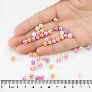 Satin Glass Pearl Round Beads 3mm / 4mm / 5mm / 6mm / 8mm / 10mm Pearlized Imitation Pearl Beads 100pcs Pack image 2