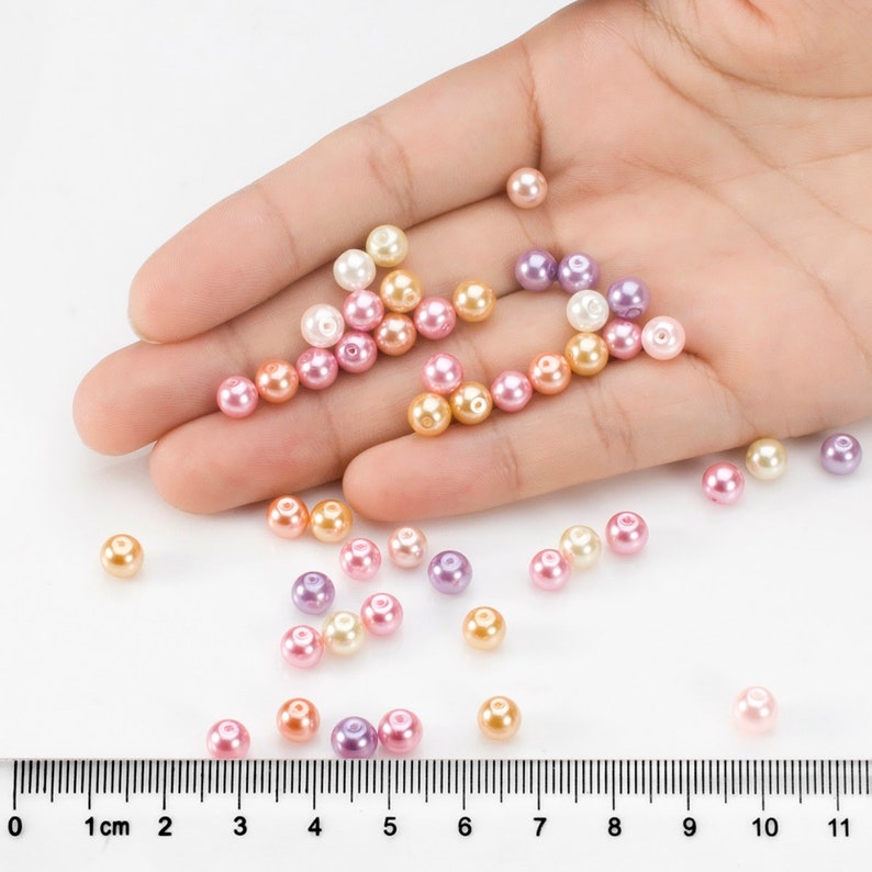 Satin Glass Pearl Round Beads 100pcs Pack 3mm / 4mm / 5mm / 6mm / 8mm / 10mm Pearlized Imitation Pearl Beads For Earrings Bracelet Making image 6