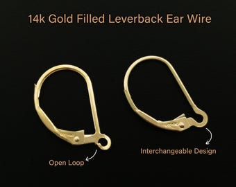 2 Pezzi Di Orecchini A Clip In Oro 14kt Pieno (rolled Gold) - Con Anello Aperto E Montatura A Leva