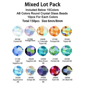 4/6/8mm AB Colors Aurora Borealis Coatings Crystal Round Faceted Beads Effects DIY Findings Beads Element Bulk Lot BEADNOVA 5000 Mixed Lot (150pcs)