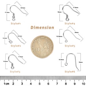 Ganchos para pendientes de plata de ley 925, 6 pares de alambre de calibre 22, accesorios para pendientes, gancho de pescado, alambre para oreja para fabricación de joyas, suministros para pendientes DIY imagen 3