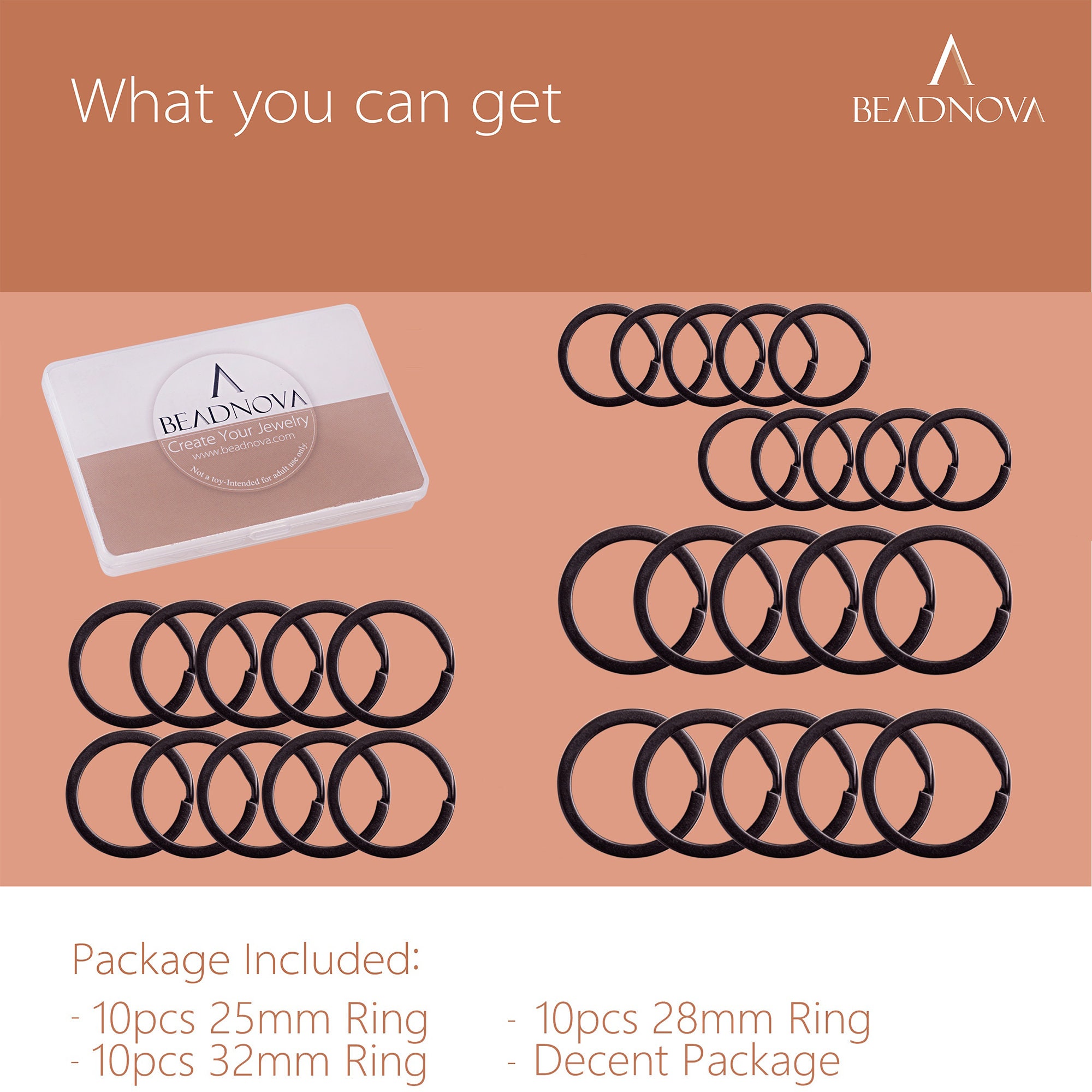 Split Ring Black Iron Flat Round Key Rings Key Chains Double Jump