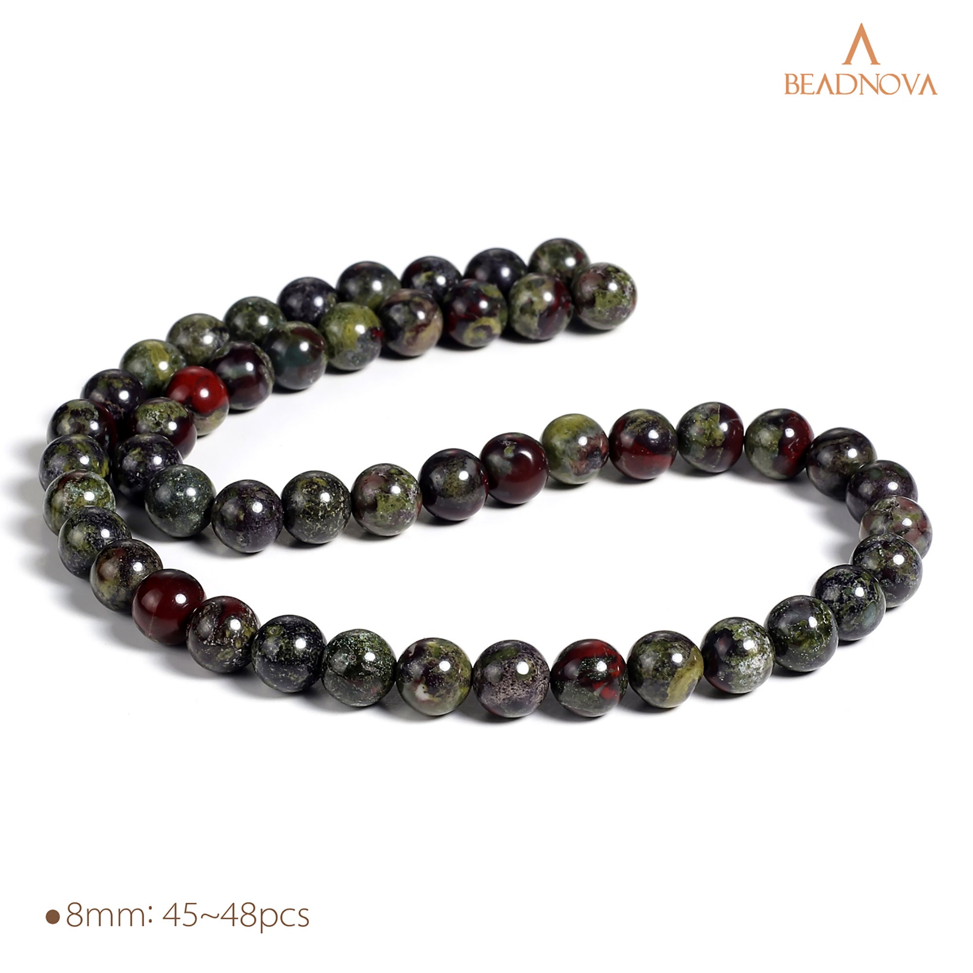 Perline Di Pietra Sanguigna: Quarzo Diaspro Eliotropio Naturale, 4-12 Mm, Filo Da 15,5" - Italia