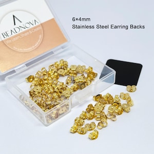 Dos de boucles d'oreilles en acier inoxydable, couleur plaquée or, tiges percées sécurisées pour clous, boucle d'oreille papillon, écrou