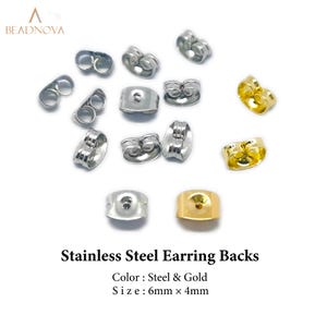 Puede incluir: Un conjunto de 14 respaldos para pendientes en plata y oro. Los respaldos para pendientes miden 6 mm por 4 mm.