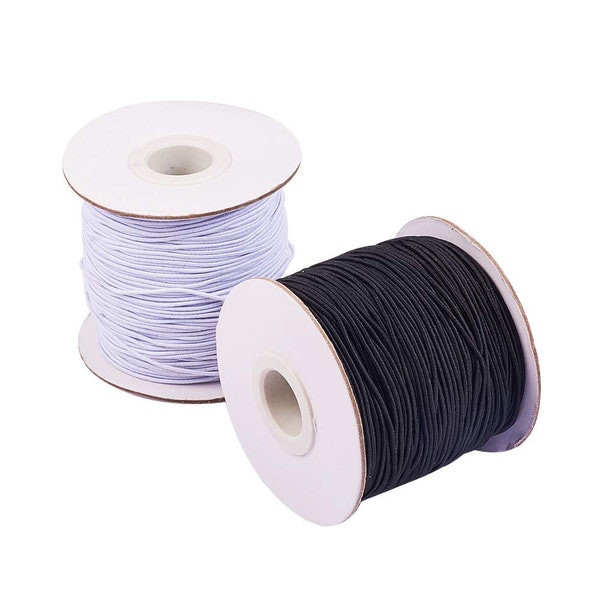 0.8/1.0/1.2mm Elastic Nylon Cord Stretch Beading Threads Round Stretchy Rubber String For Bracelet Jewerly Making Roll Spool Black White