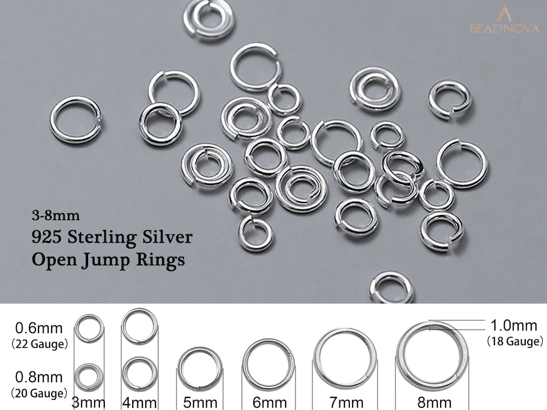 925 Sterling Silver Open Jump Rings 3mm 4mm 5mm 6mm 7mm 8mm 22 20 18 ...