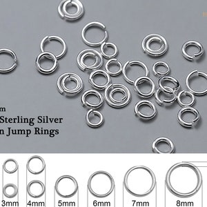 925 Sterling Silver Open Jump Rings 3mm 4mm 5mm 6mm 7mm 8mm  22 20 18 Gauge ga Round For Jewelry Findings Making 10pcs Pack Bulk Beading