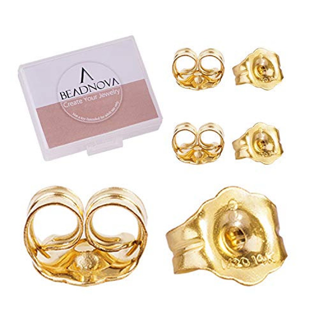 14K Gold Earring Backs Replacements - Hypoallergenic Earring Backs for  Studs, Secure Ear Locking for Stud Earrings Ear Nut for Posts, 10Pcs/5 Pair