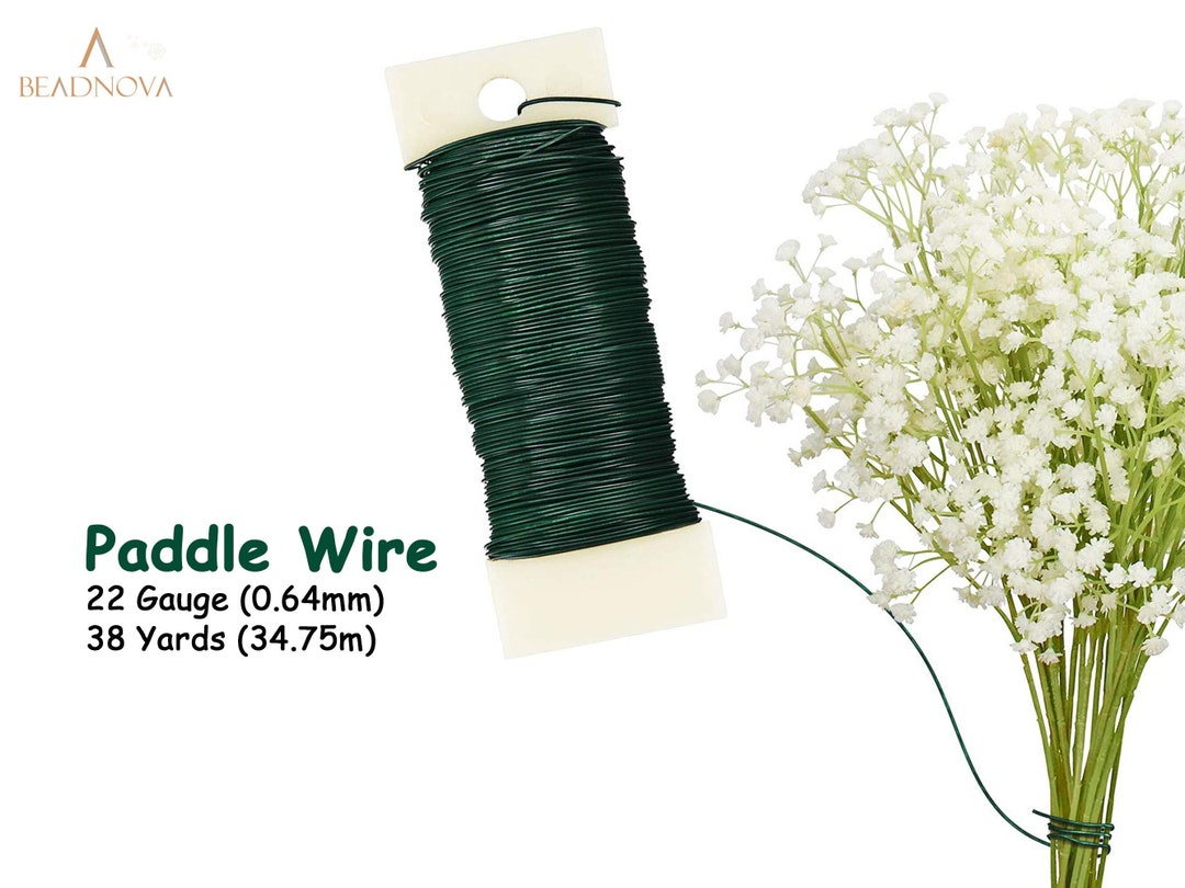 Green Floral Wire, 22 Gauge, Ø 0.7mm, Total 114 ft. - FiveSeasonStuff