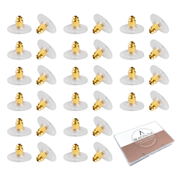 120pcs Gold Disc Earring Backs With Comfort Plastic Disc Pad Clutch Earring  Backings Pierced or Posts Secure Stopper Safety Backs 