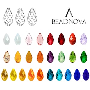 Briolettes à facettes, gouttes de cristal, dessus en verre percé, perles de poire pour pendentif, fabrication de bijoux, 6x12mm 8x13mm # 6010 BEADNOVA