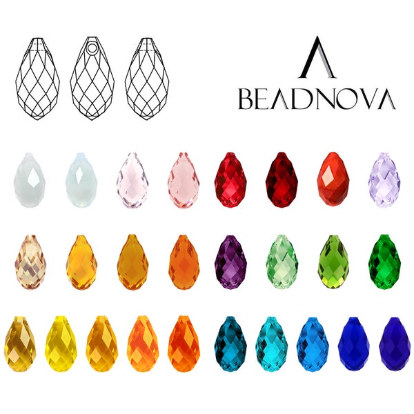 Faceted Briolettes Teardrops Crystal Glass Top Drilled Drop Beads Pear Beads For Pendant Charm Jewelry Making 6x12mm 8x13mm #6010 BEADNOVA