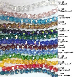 3.5/4/6/8mm AB Colors Aurora Borealis Coatings Crystal Round Faceted ...