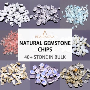 Natural Gemstone Chips Beads 1oz Irregular Shaped Freeform Loose Nugget Beads Findings with hole for DIY Jewelry Making Bulk by BEADNOVA