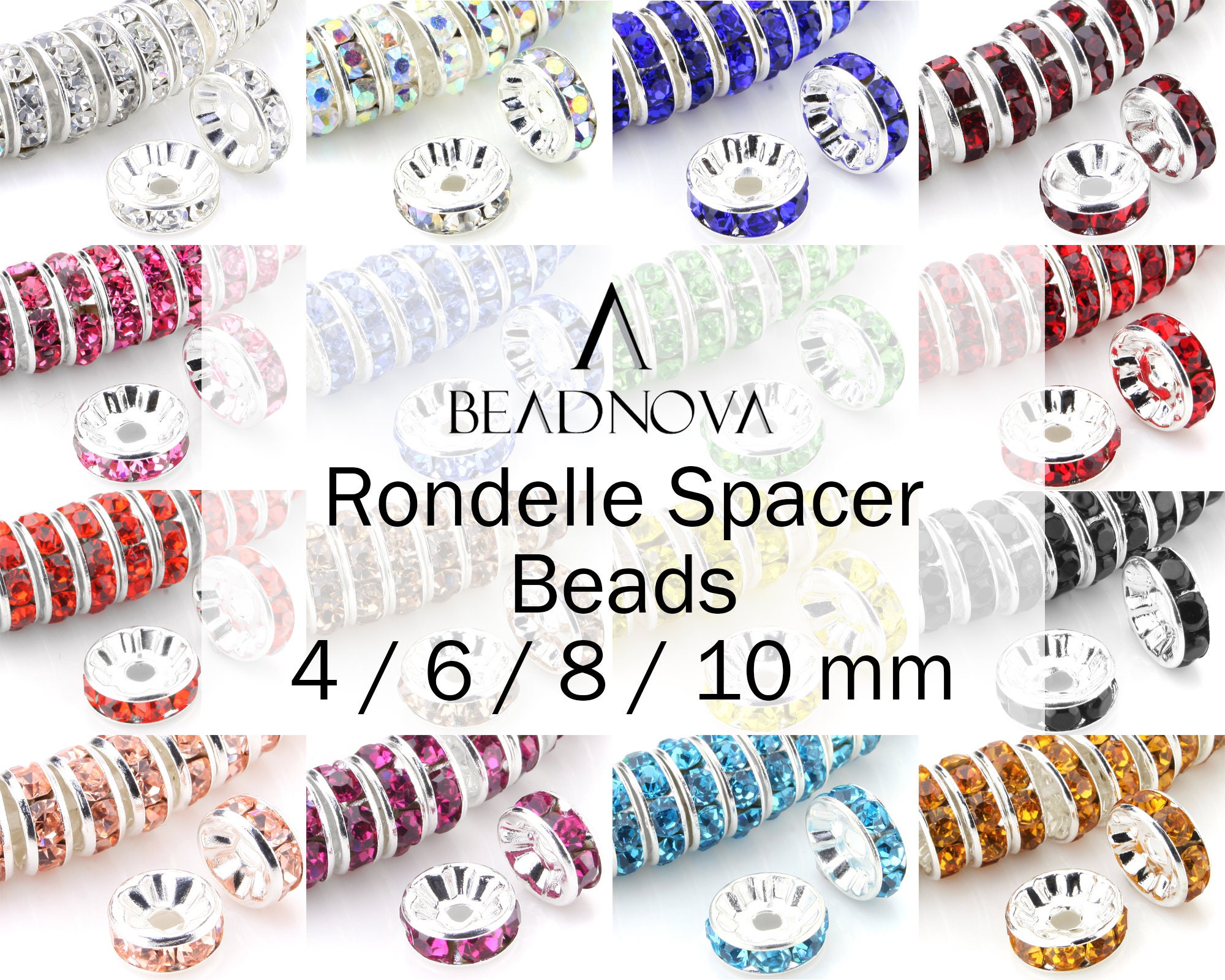 Tetutor Rondelle Spacer Beads for Jewelry Bracelets Making, 720Pcs 8mm  Rhinestone Spacer Beads for Pen,Crystal Beads Spacer for Bracelet, Focal  Beads 12 Colors in 2023