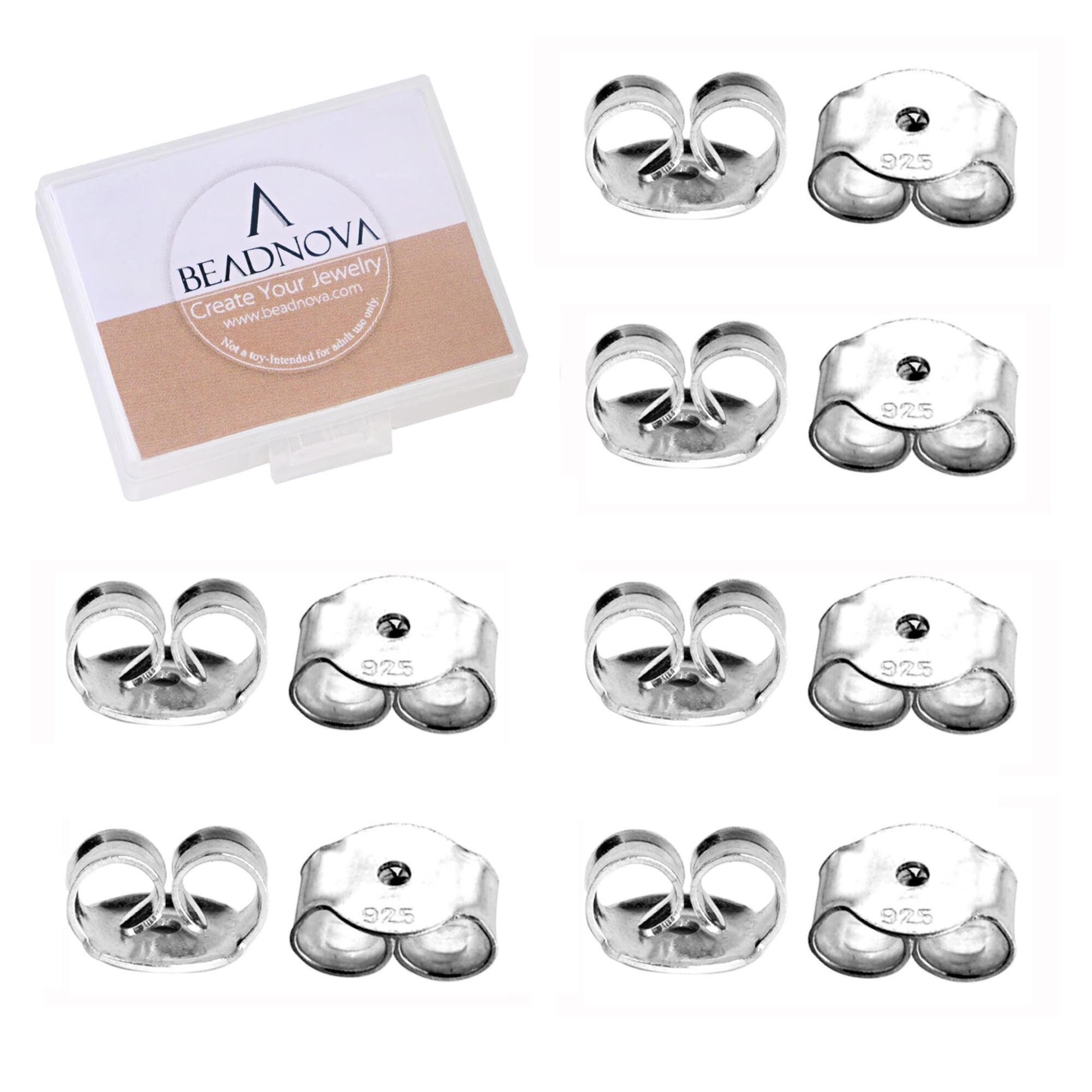 TOAOB 10pcs Threaded Screw Earring Backs 18K White Gold Plated Sterling Silver Hypoallergenic
