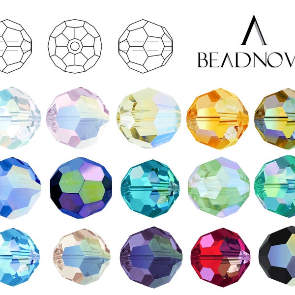 4/6/8mm AB Couleurs Revêtements Aurora Borealis Cristal Perles À Facettes Rondes Effets Résultats DIY Perles Élément En Vrac BEADNOVA #5000