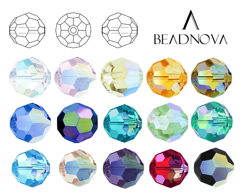 4/6/8mm AB Colors Aurora Borealis Coatings Crystal Round Faceted Beads Effects DIY Findings Beads Element Bulk Lot BEADNOVA 5000 image 1