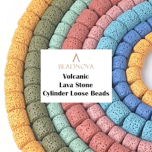 Cylinder Lava Beads Tube Shaped Volcanic Rock Stone Energy Power Gemstone Healing Loose Beads for Necklace Bracelet Jewelry Making 8 10 12mm