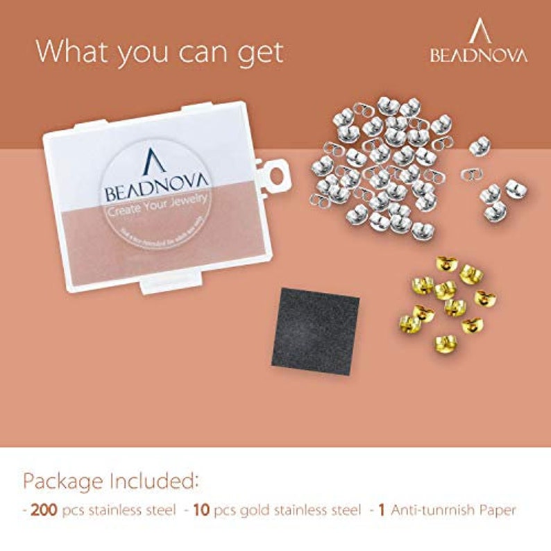 Puede incluir: Un paquete que contiene 200 anillos de salto plateados y 10 anillos de salto dorados, un papel anti-deslustre y un peque&ntilde;o cuadrado negro. El paquete est&aacute; etiquetado como "Beadnova Create Your Jewelry".