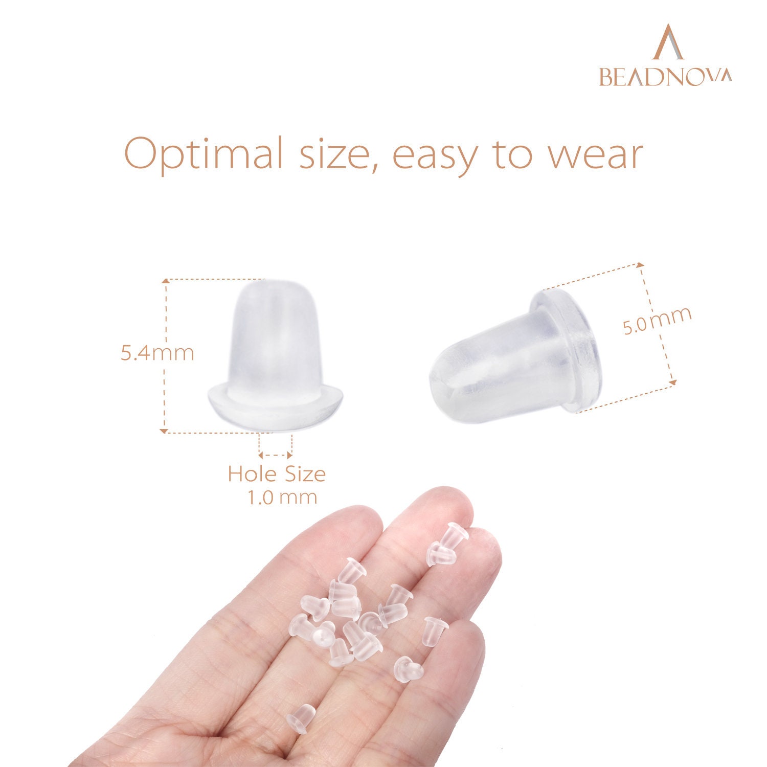 Silicone Earring Backs, 200pcs Soft Earring Stoppers, Clear Earring Backing Replacement for Stud Post Fishhook Earrings, Hypoallergenic, Women's, Size