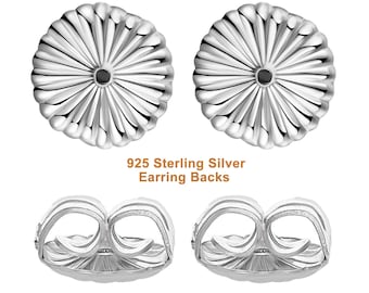 Flower Earring Backs 925 Sterling Silver 4pcs Earrings Stopper Butterfly Locking Ear Backings for Studs Replacement Earring Jewelry Making