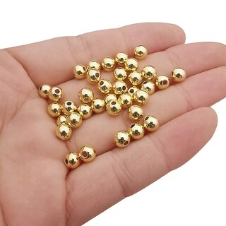 Perline Distanziatrici Tonde Placcate Oro 14K Per Gioielli Fai Da Te - Resistenti All'Ossidazione (5mm, Foro 1.3mm)